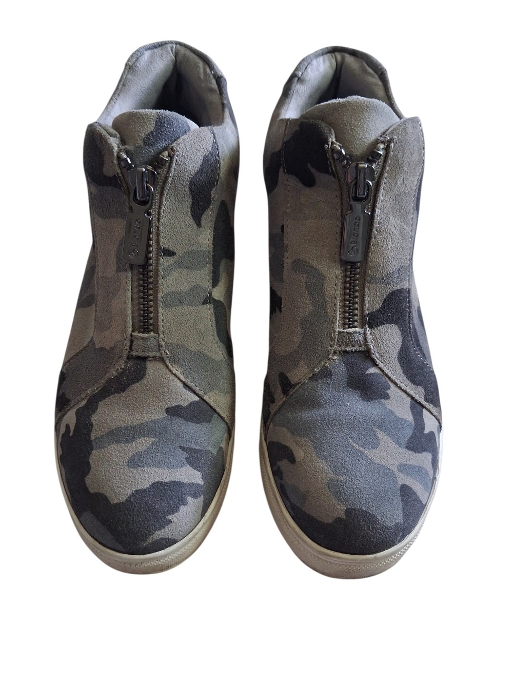 Camouflage Zip-Front Suede Sneakers